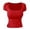 Rouge, variante sur LUOGENLI Hauts pour Femmes Coton Manches Courtes Mode pour Femmes Ajusté Col en U T-Shirt Mode Décontracté Couleur Unie T-Shirt à Manches Courtes Noir Taille P