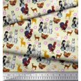 thumbnail image 2 of Soimoi Poly Georgette Fabric Reindeer,Hen & Cock Bird Printed Fabric 1 Yard 52 Inch Wide, 2 of 3