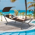 thumbnail image 3 of Costway Chaise Longue Suspendue de Patio avec Auvent, Coussin, Oreiller et Sac de Rangement Brun, 3 of 10