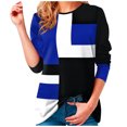 thumbnail image 1 of Yuyuzo Chemises Femmes Manches Longues Col Rond Mode Couleur Bloc Patchwork Tops Casual Baggy Shirts, 1 of 5