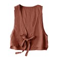 thumbnail image 1 of Timegard Débardeurs pour Femmes Sans Manches Légers Mode d'Automne Décontractée Veste Courte à Nouer devant Gilet, 1 of 5