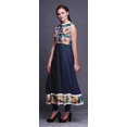 thumbnail image 3 of Bimba Robe Anarkali Aquarelle Bleu Royal Col Mandarin Sans Manches Kurtis pour Femmes Imprimé Robe Maxi Grande, 3 of 6