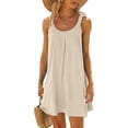thumbnail image 2 of EQWLJWE Longue Robe pour Femmes Robe de Plage pour Femmes Paréo de Bikini Tenue de Plage Décontractée Vacances Courte Été Robes à Col Licou, 2 of 5