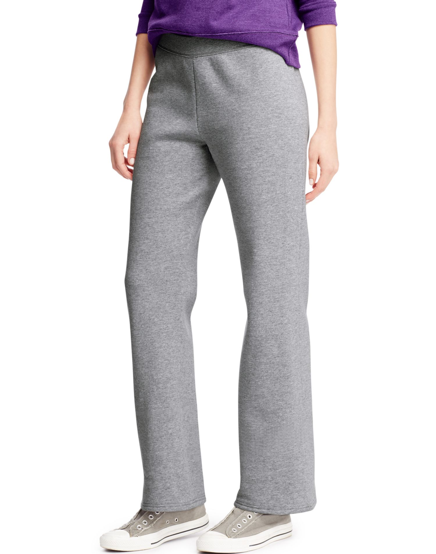 Hanes Womens ComfortSoft EcoSmart Petite Open Leg Sweatpants, L, Light Steel