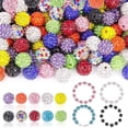 thumbnail image 2 of Visland 100 Pcs 10mm Rhinestone Clay Beads Ice Collection Baseball Bling Style Round Beads for DIY Necklace Bracelet Earrings Jewelry, 2 of 8