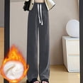 thumbnail image 1 of LSLJS Pantalon Grand pour Femmes avec Cordon de Serrage, Taille Haute Drapée, Coupe Droite Ample, Pantalon Droit Tricoté Décontracté, 1 of 7