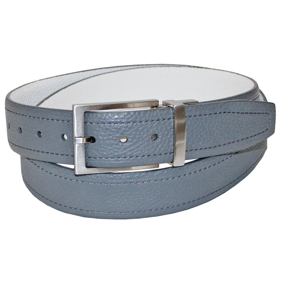 Greg Norman Golf Men's Reversible Textured Leather Belt, 44" Gray/White