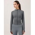 thumbnail image 2 of ORUYROP Veste de Course Légère Extensible pour Femmes avec Fermeture Éclair Complète et Trous pour les Pouces, 2 of 7