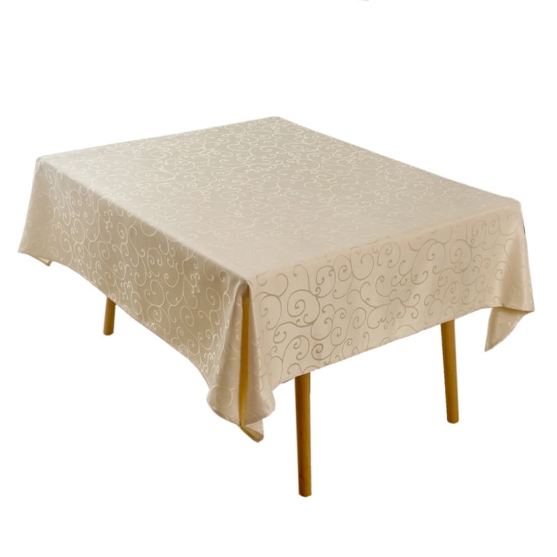 Marina Decoration Jacquard Waterproof Thick Elegant Luxury Premium Solid Damask Branch Scroll Decorative Home Kitchen Tablecloth Liquid Repellent and Stain Resistant