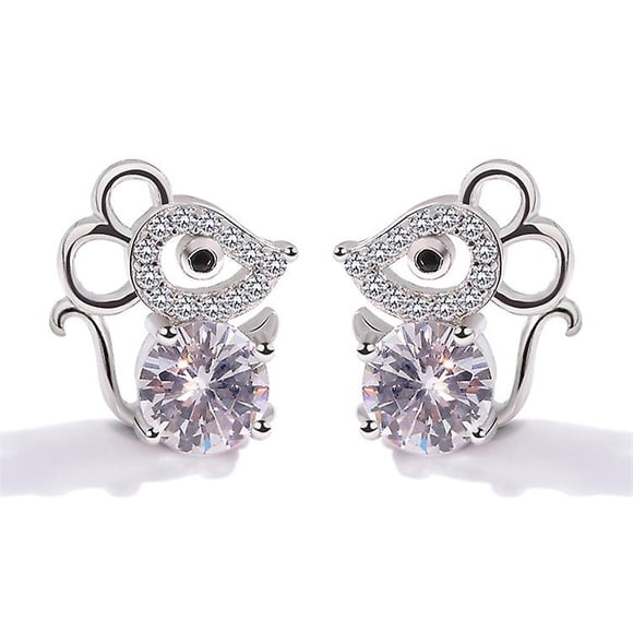 Niuniu Boucles d'Oreilles en Argent Sterling Petit Diamant Frais Mignon Petit Mouse Boucles d'Oreilles Douces