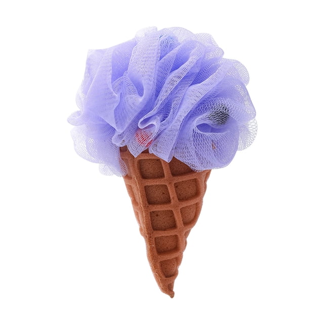 TopLLC Bath Loofah Sponge, Cute Ice Cream Design Body Scrubber with Hanging Rope, Flexible Fine Mesh Exfoliating Shower Pouf Deep Cleaning Body Wash Puff Bathing Accessories for Kid Men and Women