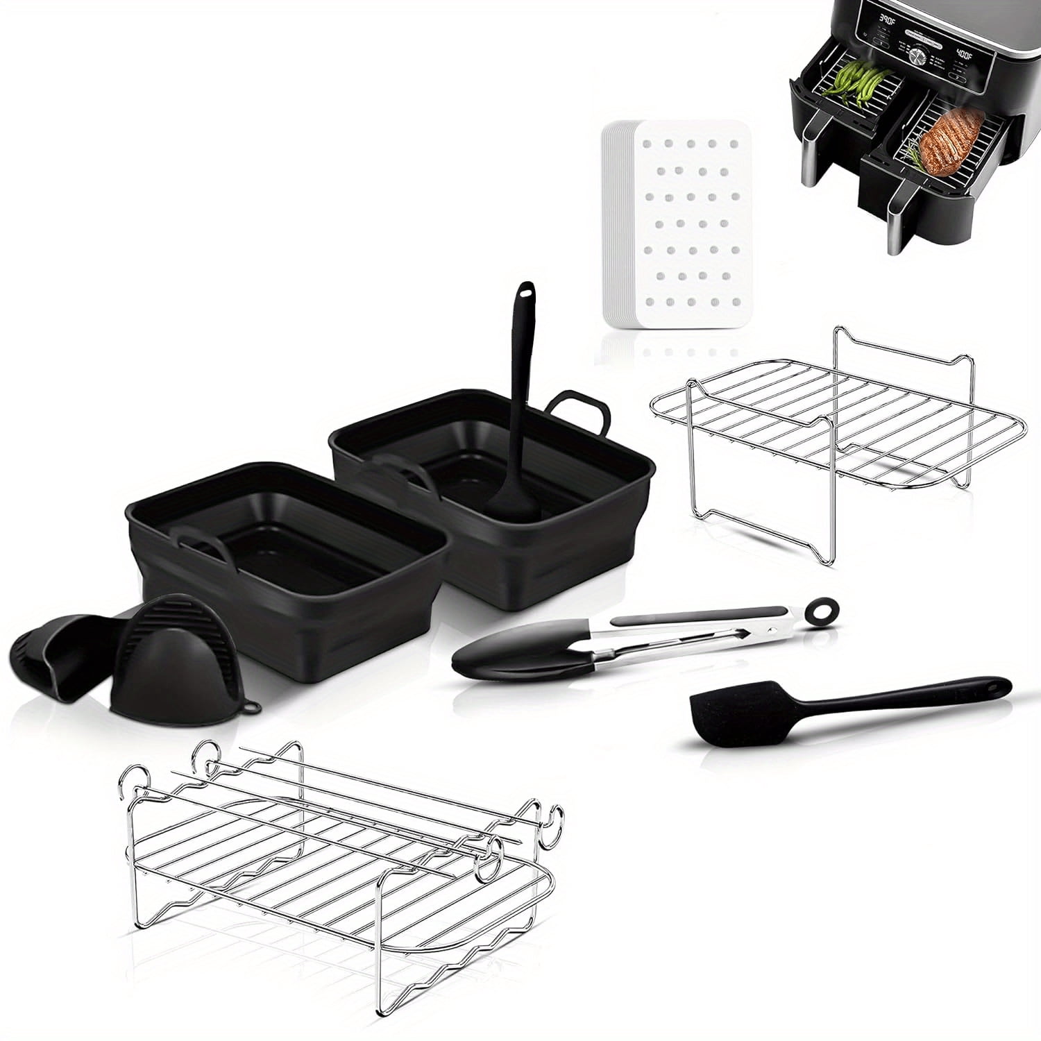 11pcs Ninja Air Fryer Accessories Set For Dual-Basket Air Fryers,