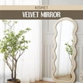 thumbnail image 2 of Kismet Velvet Mirror - Luxurious Décor, Elevate Your Reflections with Opulence (Ivory (Flat Top)), 2 of 7