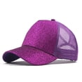 thumbnail image 2 of Baseball Cap Display Ponytail Messy Buns Trucker Plain Baseball Visor Cap Unisex Glitter Hat, 2 of 3