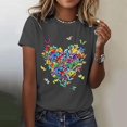 thumbnail image 2 of LUOGENLI T-shirts pour Femme pour Femmes T-Shirt Décontracté à Col Rond à Manches Courtes Imprimé Haut Stylé et Confortable 4xlt T-shirts pour Femmes T-shirts Graphiques T-shirts de la Saint-Valentin Gris P, 2 of 4