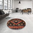 thumbnail image 3 of Ahgly Company Indoor Round Traditional Sienna Brown Persian Area Rugs, 4' Round, 3 of 6