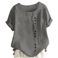 thumbnail image 1 of Plebaso Hauts d'Été pour Filles Manches Courtes Col Rond Chemises Décontractées Blouses de Plage Légères et Amples pour Enfants, 1 of 4