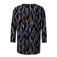 thumbnail image 4 of Soki T-Shirts de Mode pour Femmes, Col Rond Décontracté, Manches 3/4, T-Shirt Ample, Chemisiers et Chemises pour Dames, 4 of 5