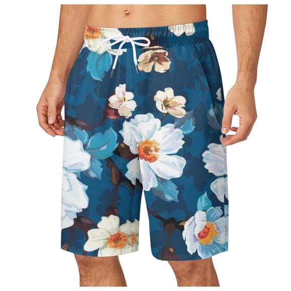 Ketyyh-chn99 Shorts pour Hommes Athlétiques de Plage Mode Shorts de Planche pour Hommes Maillot de Bain Fête à la Plage Pantalon de Bain Bleu Clair,TG