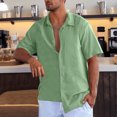 thumbnail image 1 of Summer Cuban Shirts for Men Casual Lightweight Button Down Short Sleeve Cardigan Work Blouse, 1 of 6