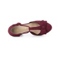 thumbnail image 4 of BLISSFUL STEP Women's Shoes Mary Janes Platform Pumps T-Strap Block Heel Round Toe Bow Decor Casual Shoes Burgundy 9, 4 of 7