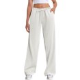 thumbnail image 3 of Ohufall Womens Sweatpants Drawstring Elastic Low Waist Pants Straight Leg Low Rise Sweatpants Pants Jogger Sweatpants with Pockets, 3 of 3