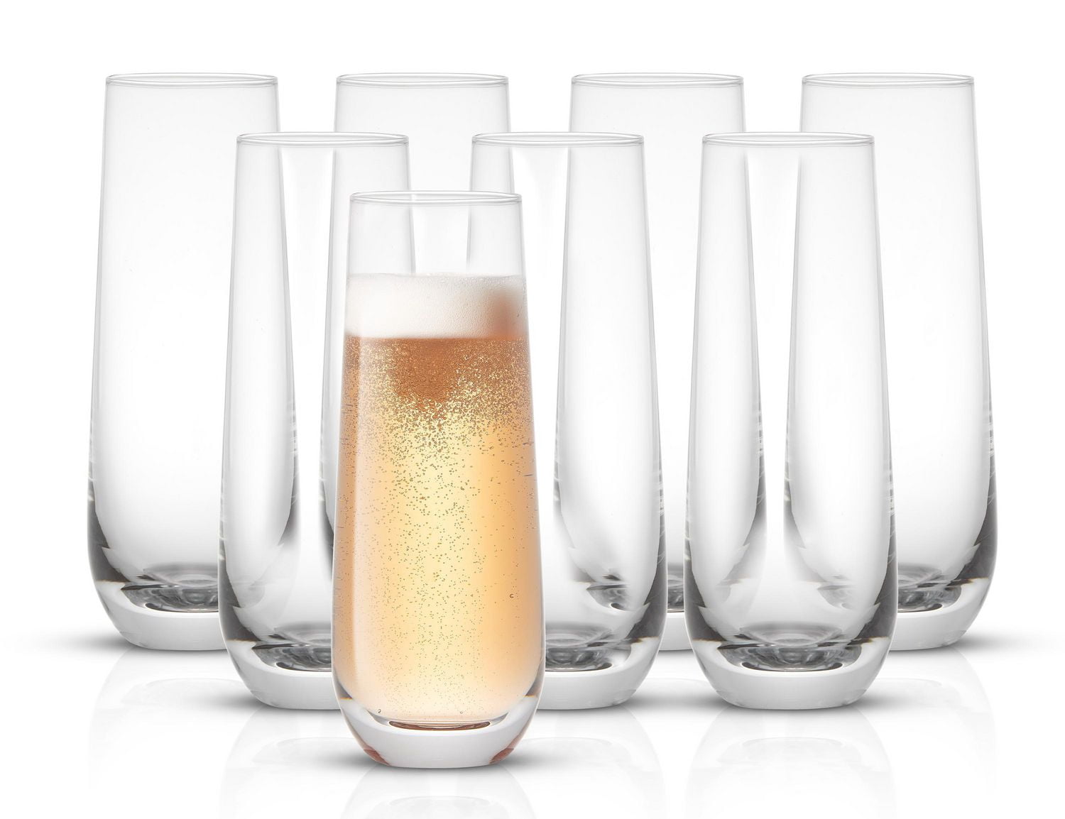 Milo Crystal Stemless Champagne Flute Glasses - 9.4 oz - Set of 8