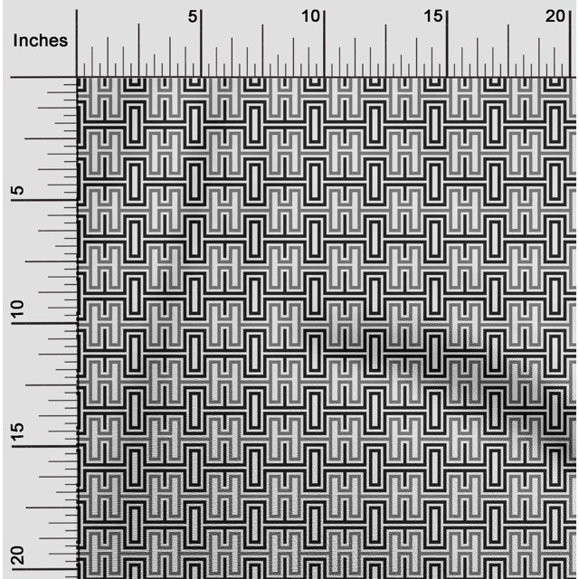 oneOone Cotton Poplin Fabric Greek Key Geometric Fabric Prints By Yard 42 Inches