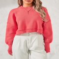 thumbnail image 3 of Ladies‘ Solid Color Knit Sweater with Long Sleeves and Loose Fit, 3 of 9