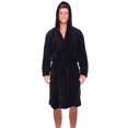 thumbnail image 1 of Innerwin Bath Robes Hoodie Men's Wrap Robe Winter Long Sleeve Soft Dressing Gown Black 2XL, 1 of 3