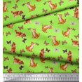 thumbnail image 2 of Soimoi Green Cotton Cambric Fabric Insect & Cat Animal Decor Fabric Printed BTY 56 Inch Wide, 2 of 3