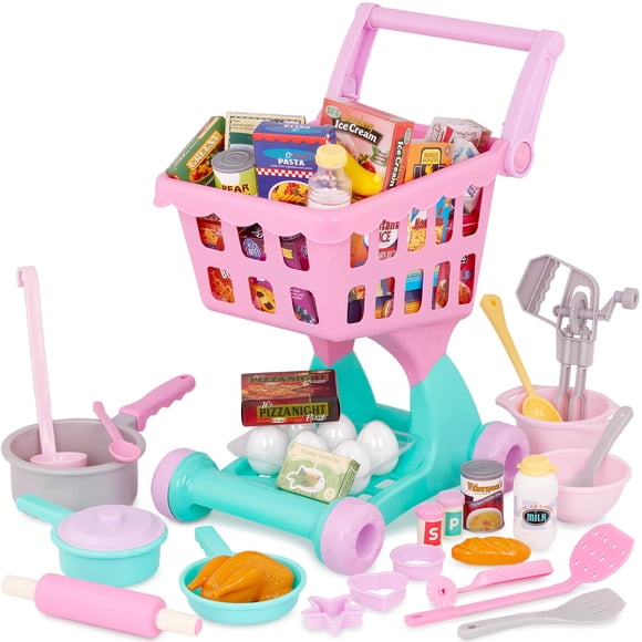 Battat – Panier d'Achats et Ensemble d'Épicerie pour Enfants – Nourriture Jouet – Cuisine de Jeu – Jeu d'Imitation – 3 Ans et Plus – Ensemble Journée de Magasinage et Pile de Cuisine
