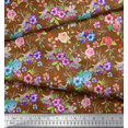 thumbnail image 2 of Soimoi Viscose Chiffon Fabric Leaves, & Rose Floral Printed Fabric 1 Yard 42 Inch Wide, 2 of 3