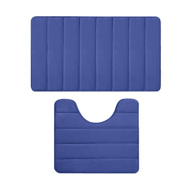 zanvin Bathroom Accessories Memory Foam Bath Mat Set Bathroom Rugs Practical for 2 Pcs Toilet Mats Soft Comfortable Water Absorption Non slip Thick Machine Washable Easier to Dry DarK