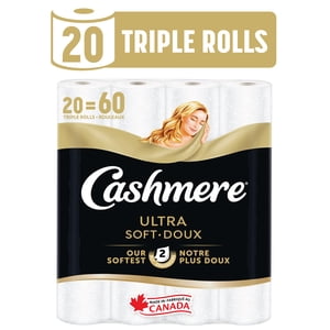 Cashmere UltraLuxe Luxuriously Doucement & Papier hygiénique épais, 20 Triples rouleaux = 60 Roulements simples
