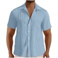 thumbnail image 1 of Chemises pour Hommes, Chemise Habillée Décontractée à Manches Courtes Boutonnée Texturée Hawaïenne Unie, 1 of 5