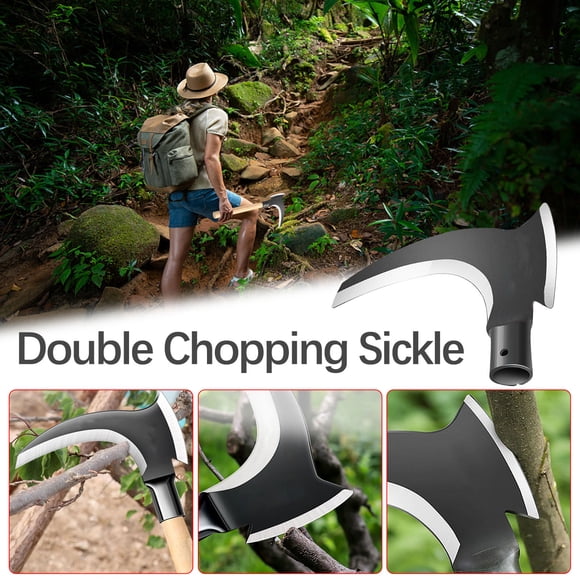 Manganese Steel Sickle, Double-Edged Gardening Tool, Weeding Grass Cutter, Tree Firewood Cutting Tool, Outdoor Pruning Sickle, Multifunctional Garden Sickle