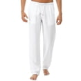 thumbnail image 1 of Pantalon Ample Décontracté pour Homme Effet Lin à Taille Élastique Blanc, 1 of 2