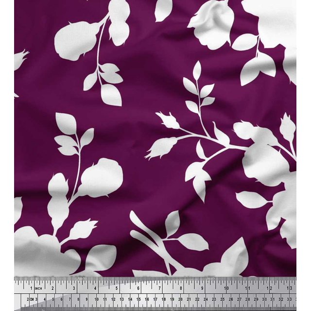 Soimoi Tissu Viscose Georgette Feuilles & Floral Imprimé Artistique 1 Yard 42 Pouces de Large