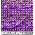thumbnail image 3 of Soimoi Purple Cotton Jersey Fabric Hearts & Owl Bird Printed Craft Fabric by the Yard 58 Inch Wide, 3 of 5