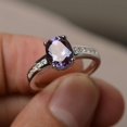 thumbnail image 2 of Wedding Ring Alexandrite Ring Oval Cut Gems Color Changing Gemstone June Birthstone Sterling Silver Ring, 2 of 3