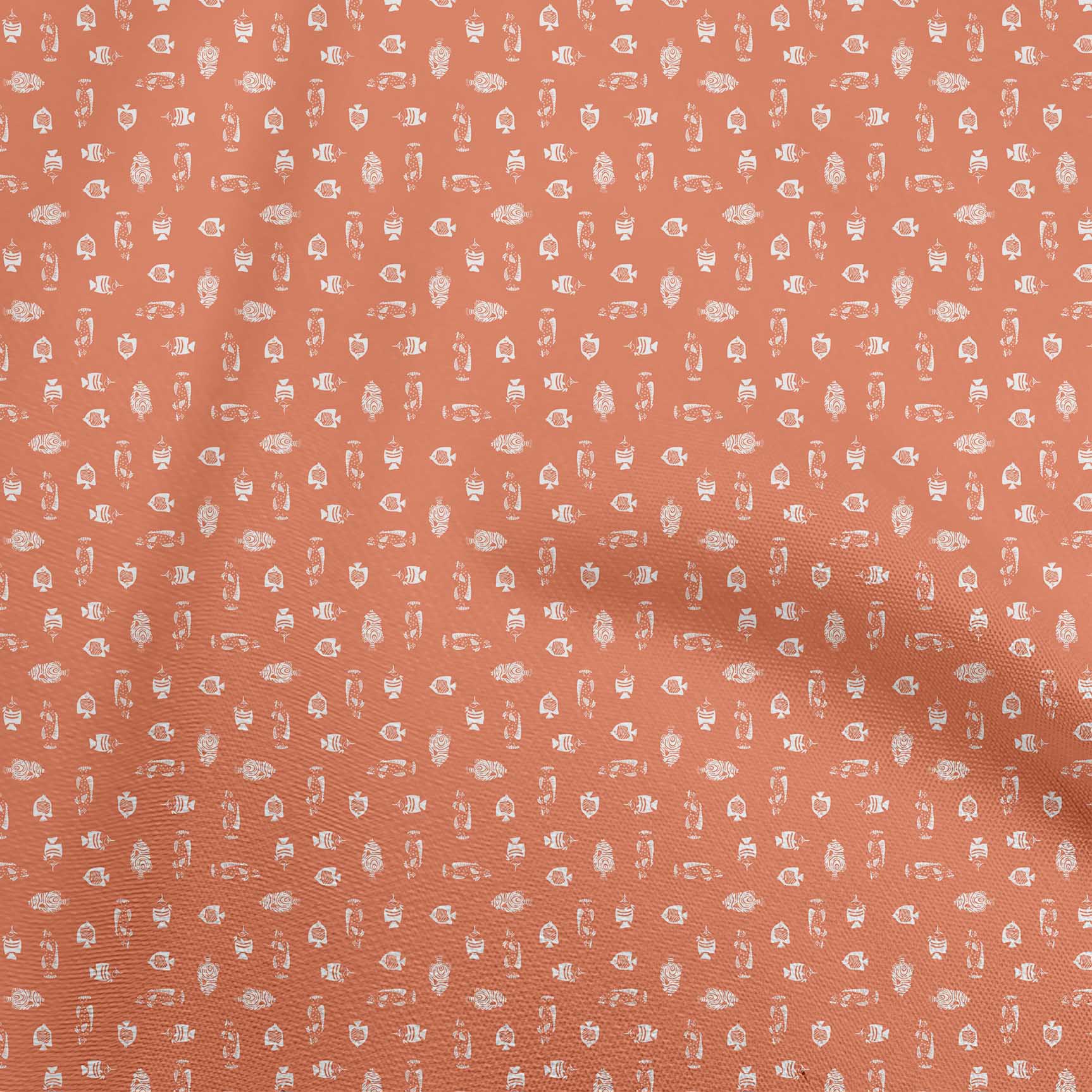 oneOone Rayon Orange Fabric Fish Fabric For Sewing Printed Craft Fabric By The Yard 56 Inch Wide