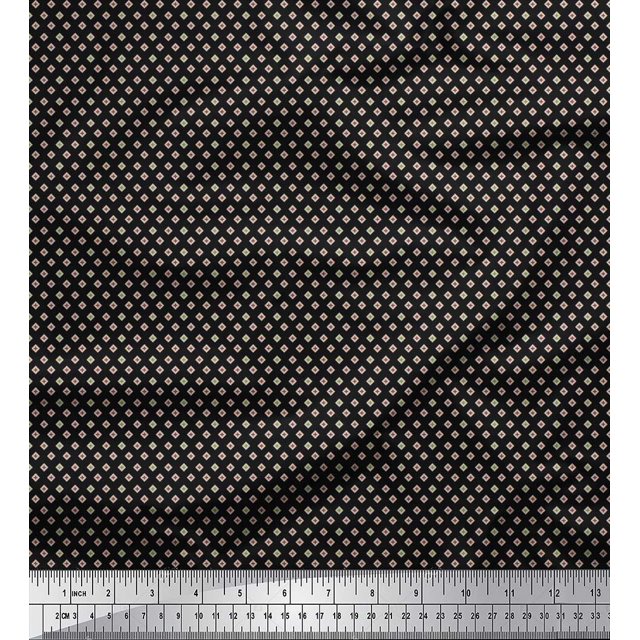 Soimoi Satin Silk Fabric Plus Sign Small Printed Fabric 1 Yard 42 Inch Wide