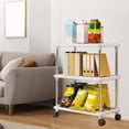 thumbnail image 1 of MTBLYS Storage Shelves with Wheels 3-Tier Independent Shelving Unit Portable Storage Rack 23.2X15.7X8.2 Inch Plastic Floor Shelf Pantry Kitchen Closet Bath Use, 1 of 6