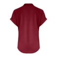 thumbnail image 3 of 2025 Women Spring Summer Clothing Casual Tops for Women Solid Button Back Ruffled Quarter Sleeve Trim Blouse Casual Short Button Up Blouse for Women Sleeve Blouse, 3 of 4