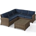 thumbnail image 4 of Afuera Living Modern 4 Piece Wicker Patio Sectional Set in Brown and Navy, 4 of 10