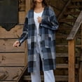 thumbnail image 2 of RXMEKW Plaid Wool Blend Coat With Button Front And Pockets for Women, Longline Cardigan Jacket, Brown, 2 of 6