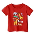 thumbnail image 1 of PMVFHDE T-Shirts Garçons Garçon et Fille Mode Décontractée Imprimé Col Rond Ample Manches Courtes T-Shirt Haut Rouge, 4-5 Ans, 1 of 3