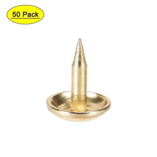 Unique Bargains 8mm Dia 10mm Height Gold Tone Round Thumb Nail Tacks 50 Pack