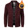 thumbnail image 2 of Grrvtrz Men Cardigans Sweaters Winter Thicker Warm Sweaterscoats Outwear V-Neck Casual Button Down Slim Fit Sweaters with Pockets, 2 of 5